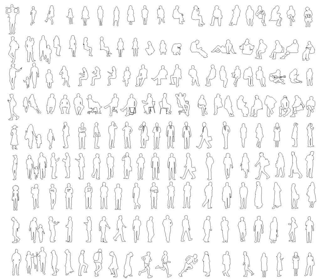 人物立面シルエットCADデータ一覧