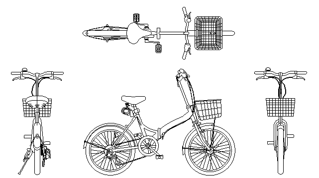CADデータ画像-折りたたみ自転車