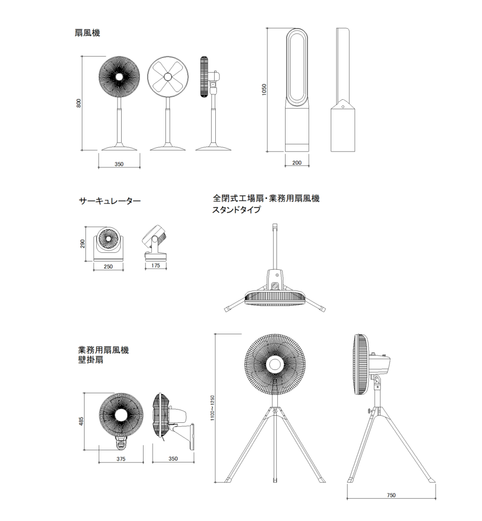 CADデータ画像-扇風機、業務用扇風機