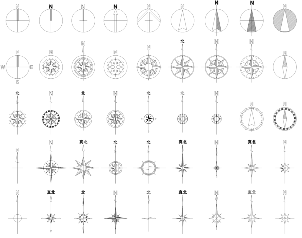 CADデータ画像一覧-東西南北マーク
