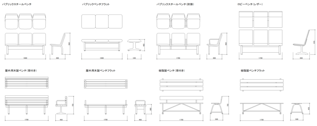 CAD図面データ-ベンチ