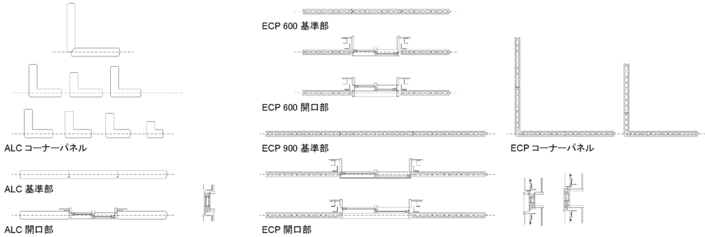 CAD図面データ-ECP、ALC基準簡易平面図