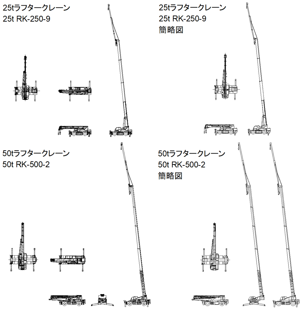 CAD図面データ-25t,50tラフタークレーン