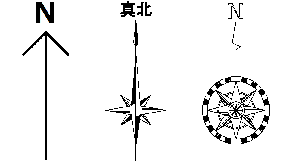 建築図面記号-方位記号