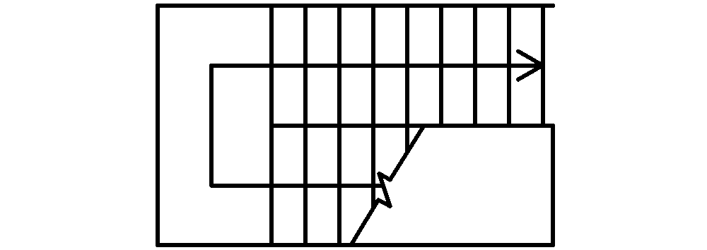 建築図面記号-階段昇り表示（最上階）