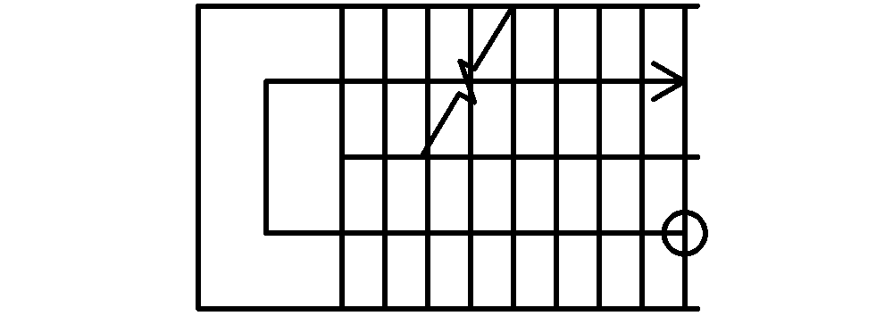 建築図面記号-階段昇り表示（一般階）