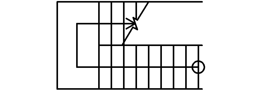 建築図面記号-階段昇り表示（最下階）