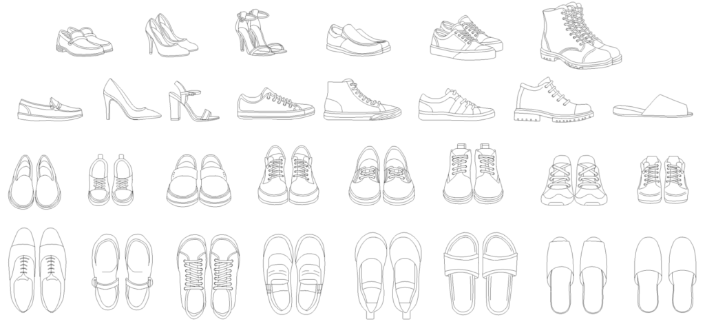 CAD図面データ-靴、履き物