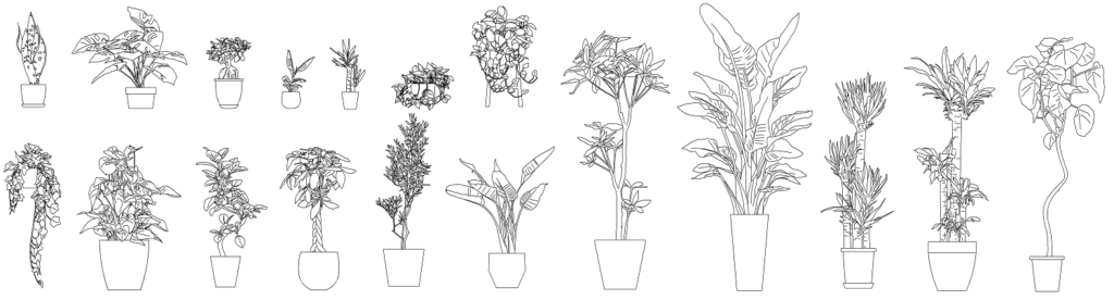 建築イラスト-観葉植物データ（png、pdf）
