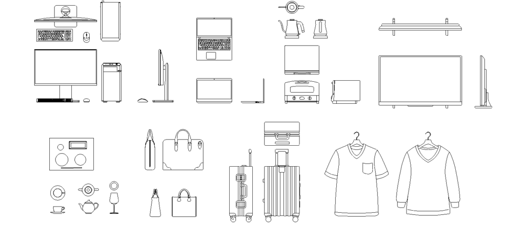 建築イラスト-家電、雑貨、小物（png、pdf）