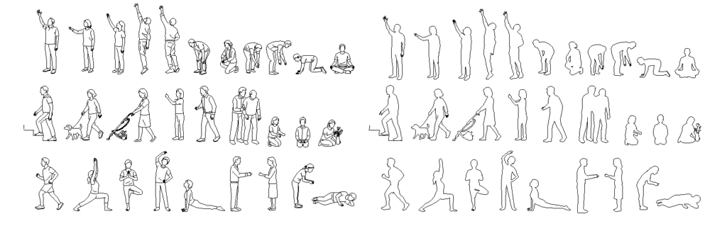 建築イラスト-動きのある、動作人物データ（png、pdf）