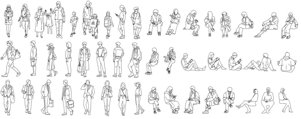 建築イラスト-人物データ（png、pdf）