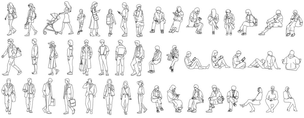 建築イラスト-人物データ（png、pdf）