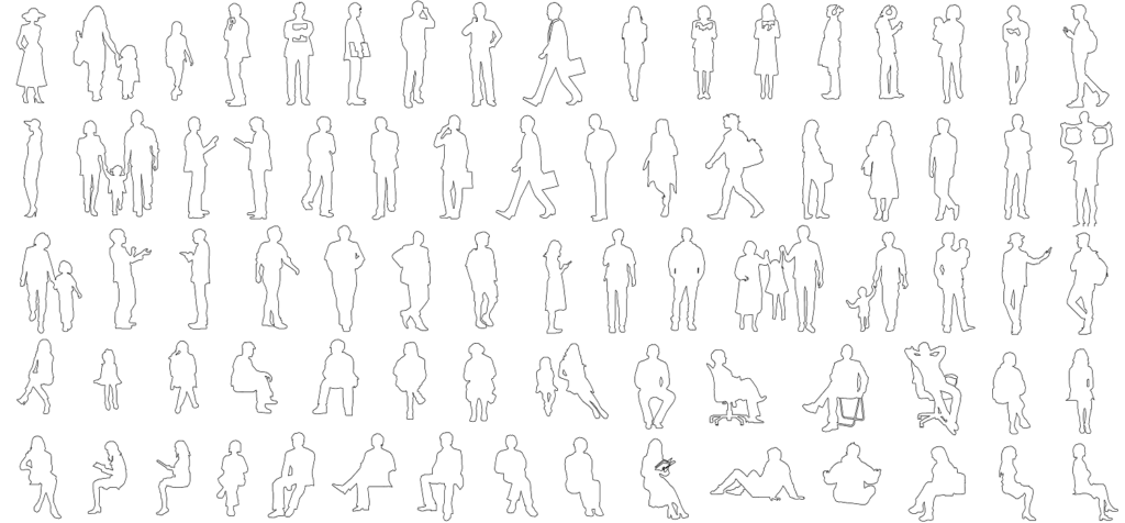 建築イラスト-人物シルエットデータ（png、pdf）