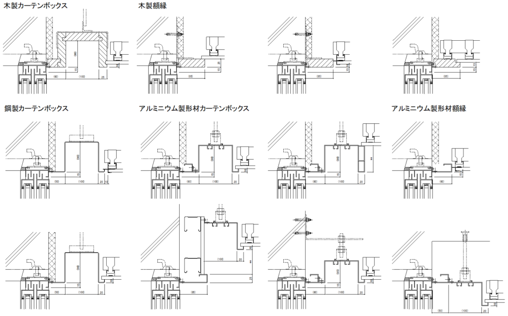 CAD図面データ-天井納まり標準詳細（カーテンボックス納まり一覧）