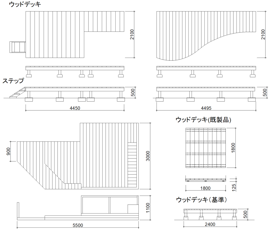 CAD図面データ-ウッドデッキ